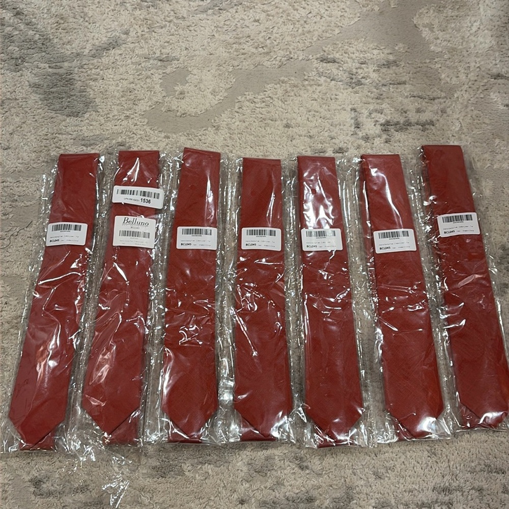 7 Men’s Belluno Skinny Ties Rust Color.